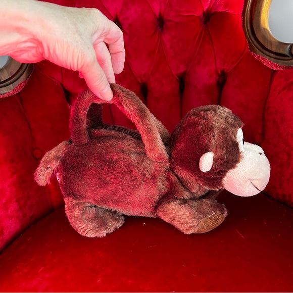 Kellytoy Pack Mates Brown Monkey Purse 10 inch Plush Stuffed Animal - Picture 2 of 12